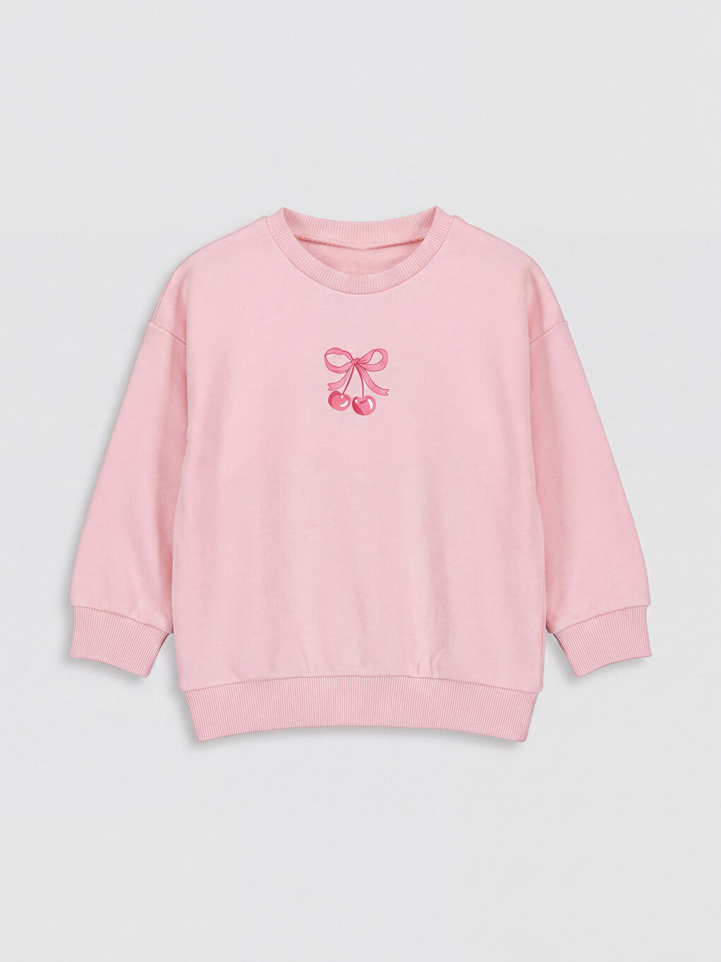 Pembe Bisiklet Yaka Baskılı Kız Çocuk Sweatshirt