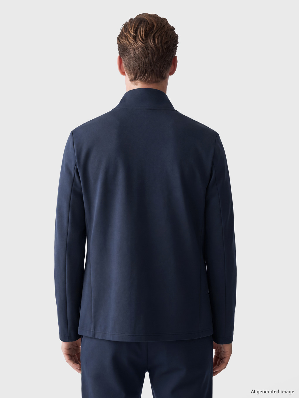 Lacivert Dik Yaka Erkek Fermuarlı Sweatshirt-3