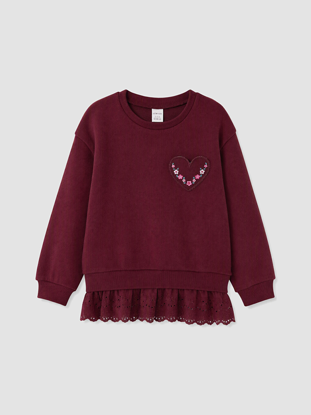 Embroidered Frilled Girls' Sweatshirt