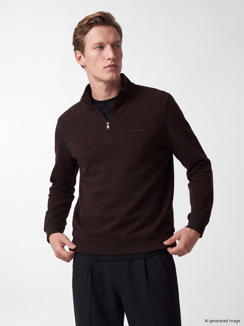 Man Brown Sweatshirt