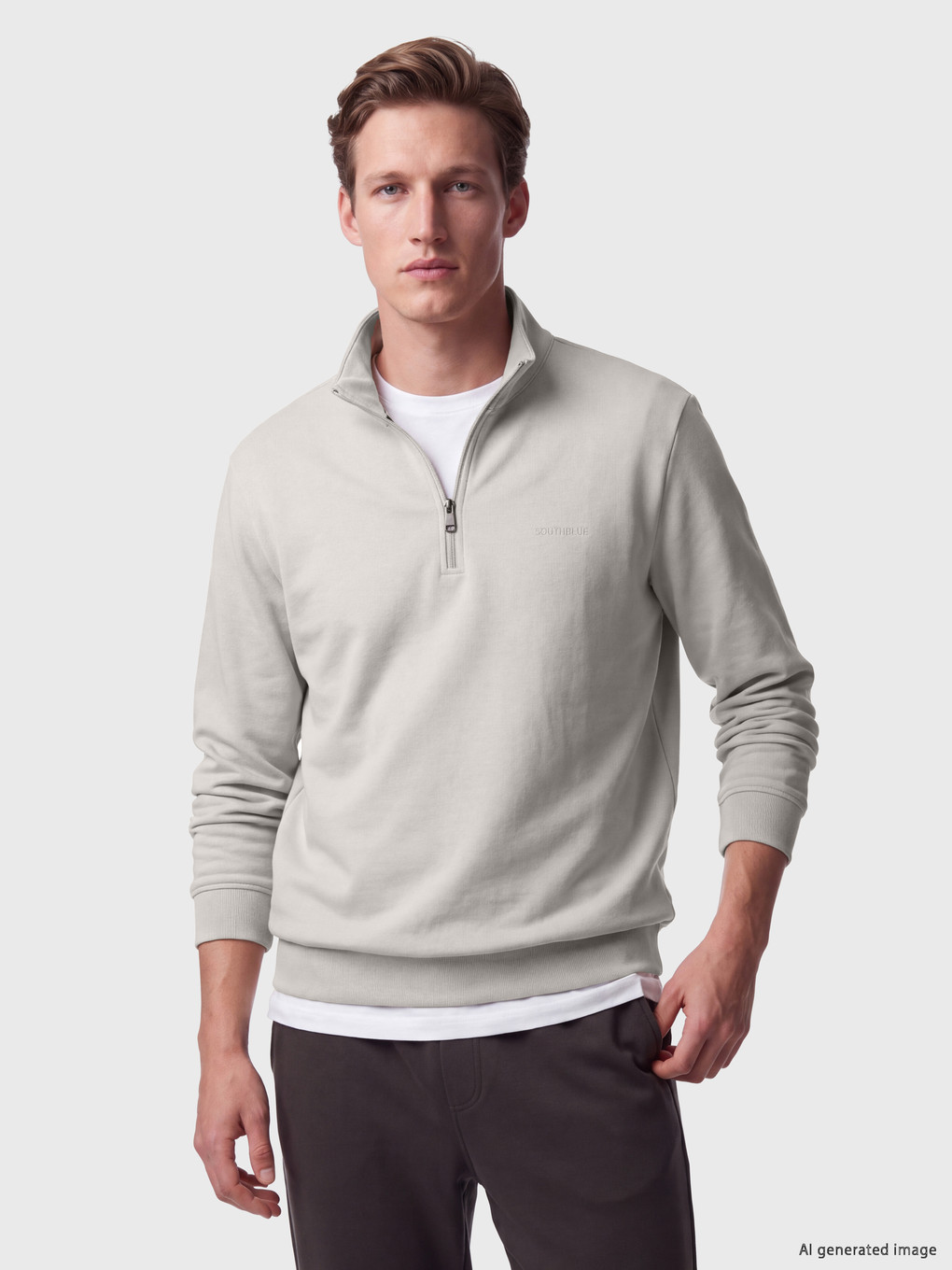 Man Beige Sweatshirt