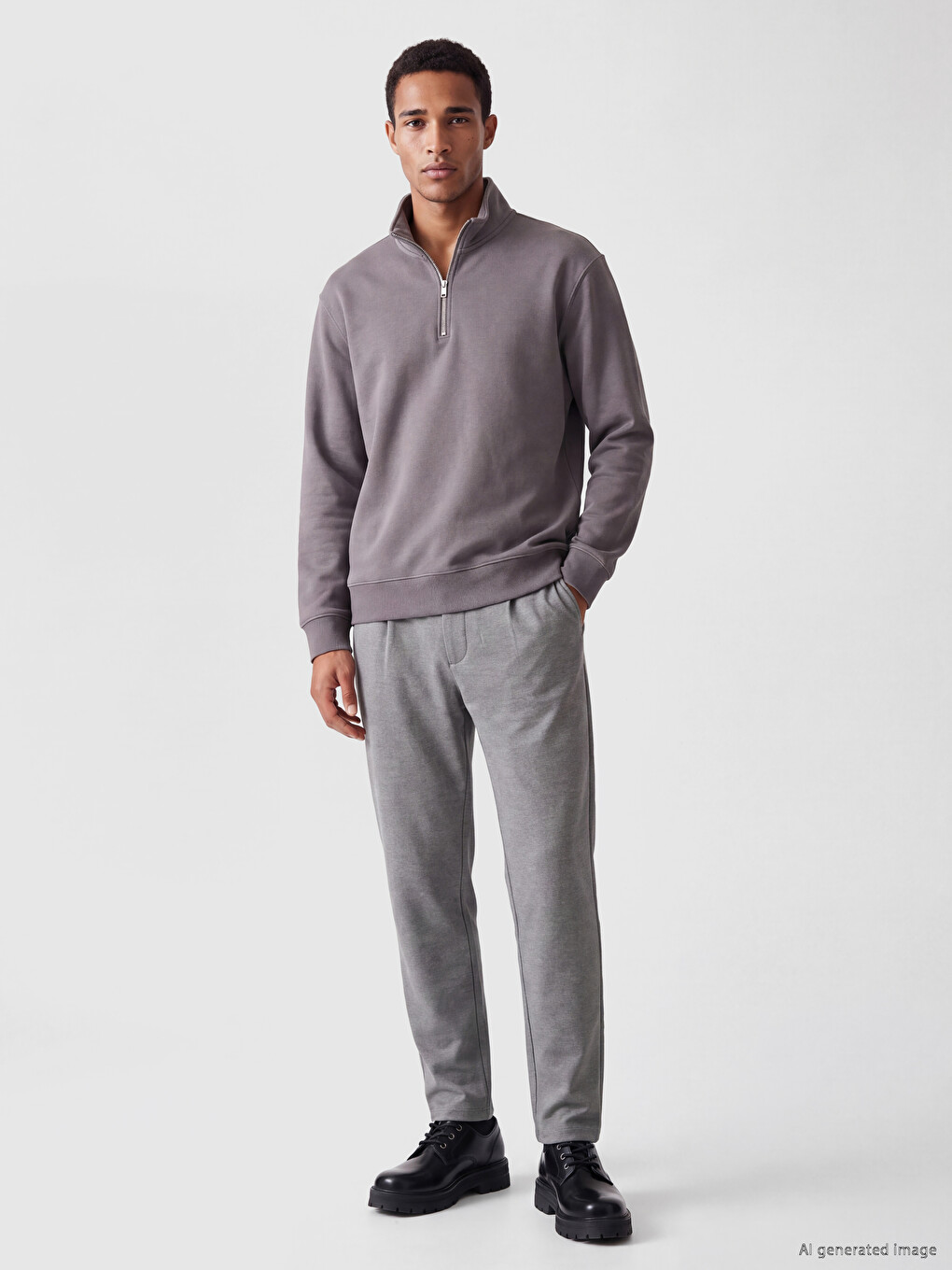 Mock Neck Men's Thick Sweatshirt-1