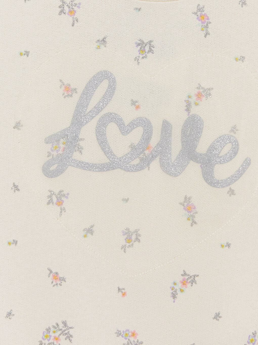 Ekru Bisiklet Yaka Çiçekli Kız Çocuk Sweatshirt-2