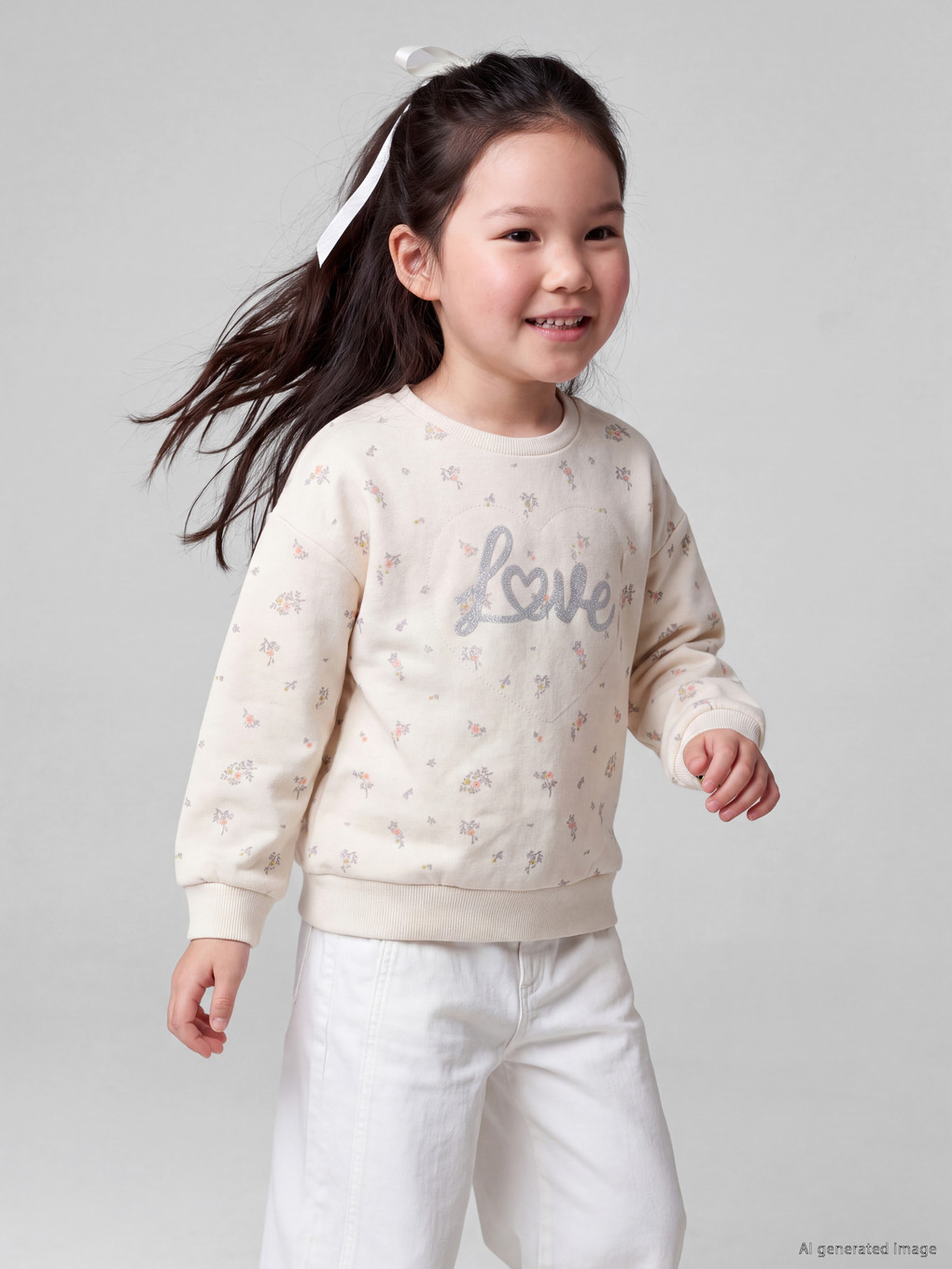 Crew Neck Floral Girls' Sweatshirt