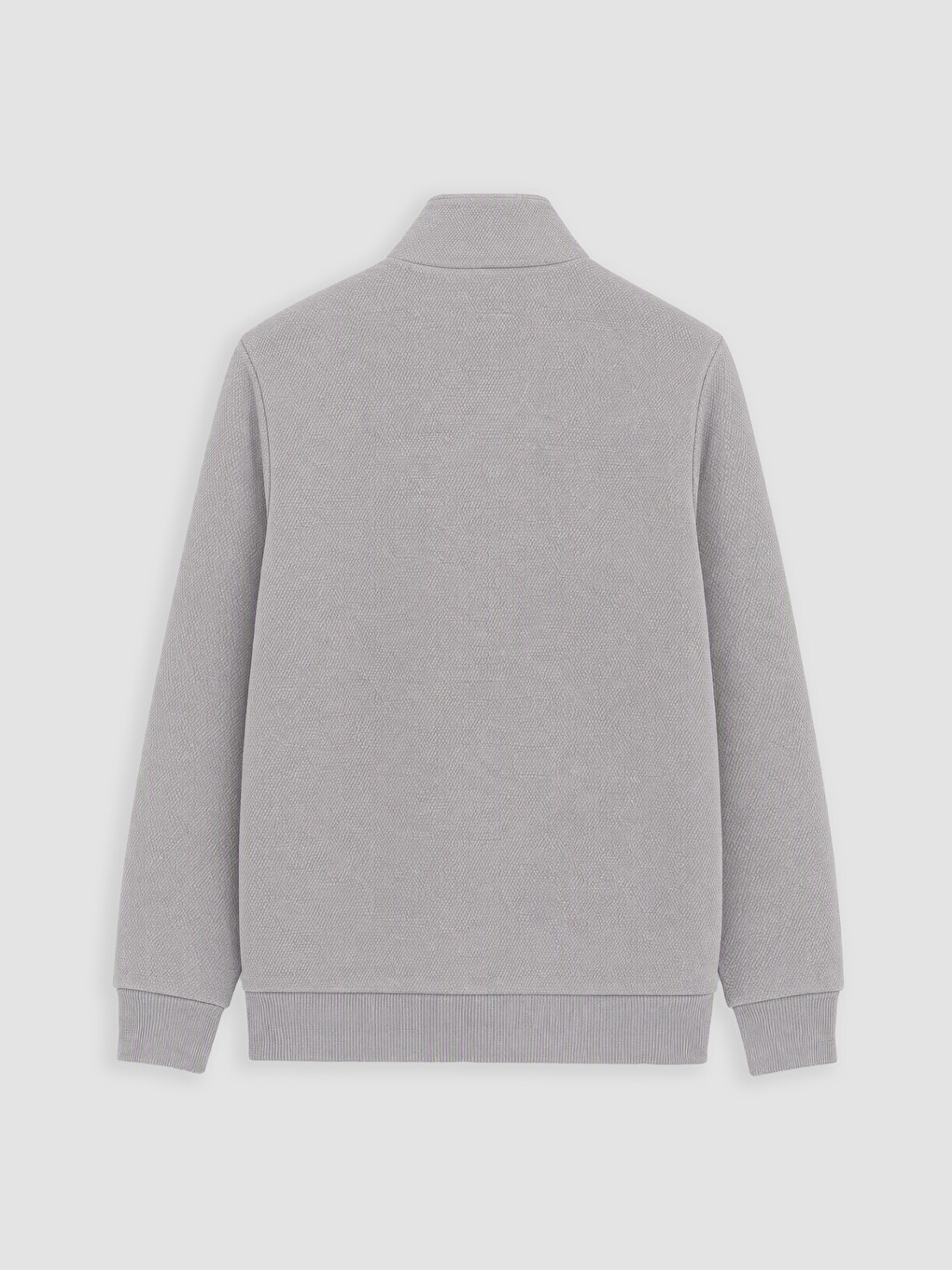 Gri Dik Yaka Erkek Fermuarlı Sweatshirt-2