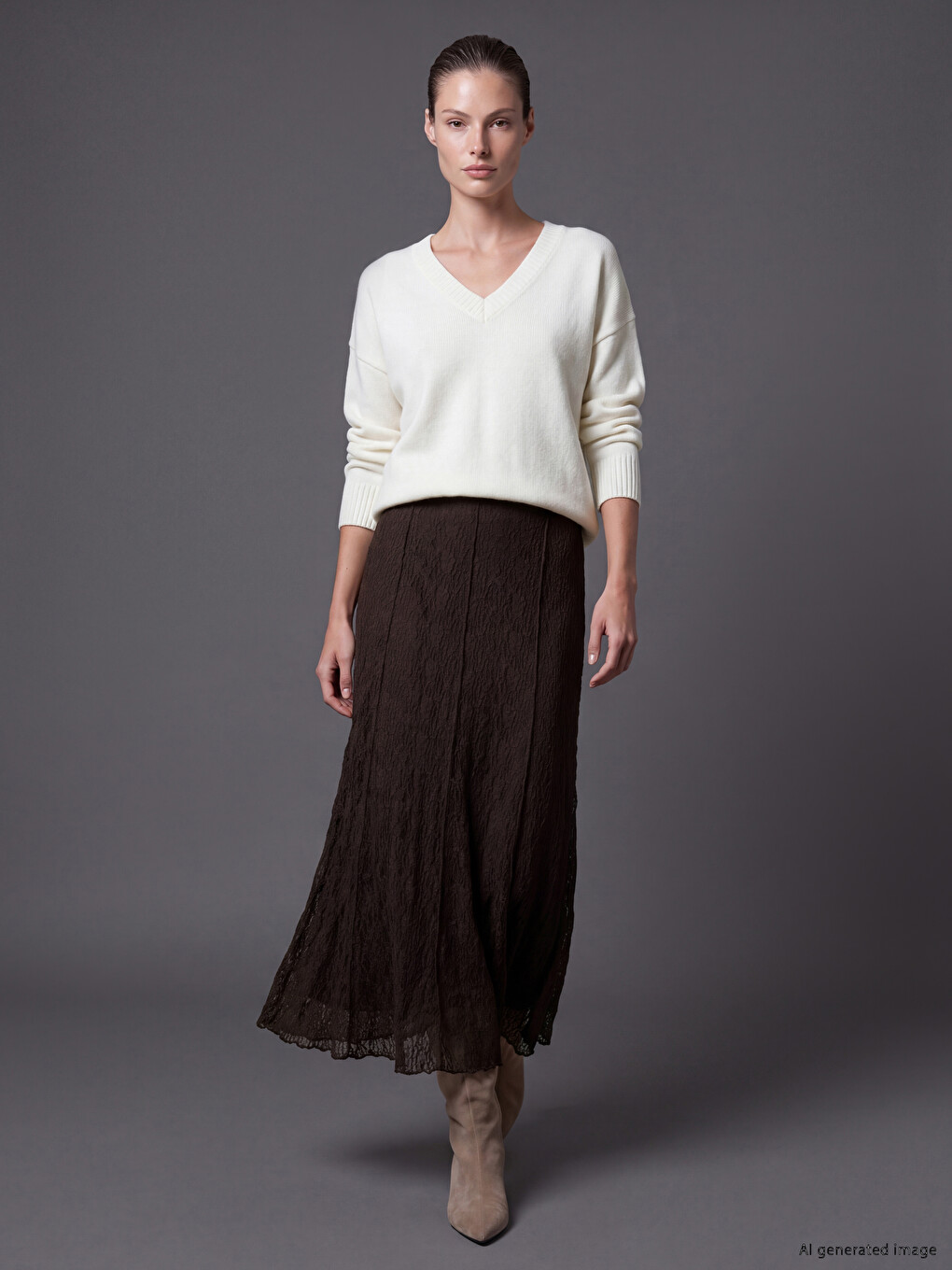 Elastic Waist Lace Skirt