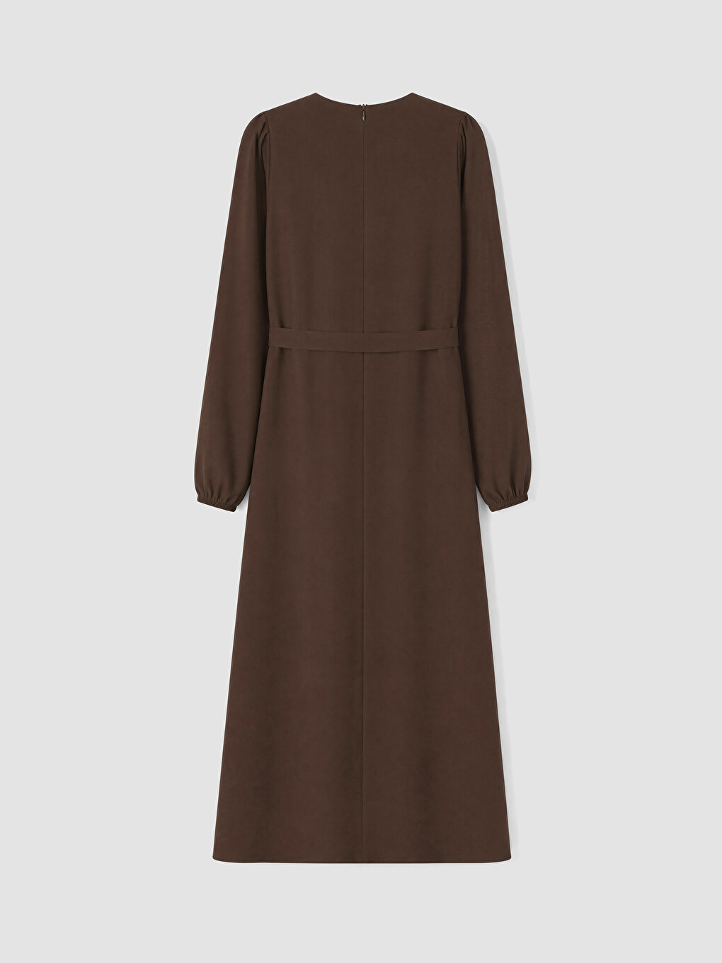 Kahverengi Bisiklet Yaka Beli Kuşaklı Poplin Elbise-6