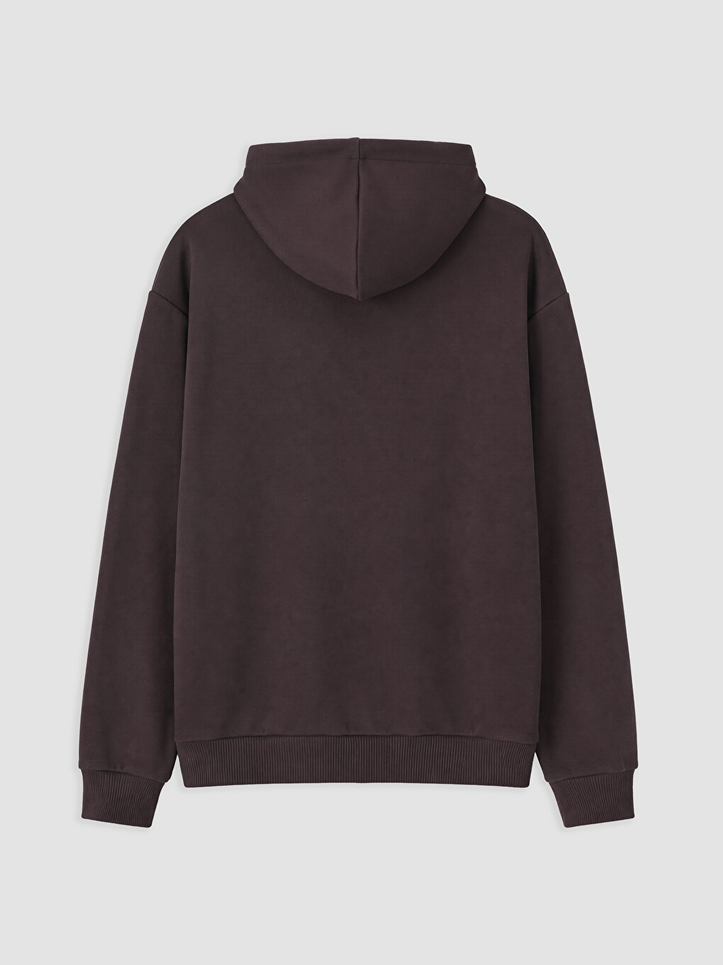Mürdüm Kapüşonlu Erkek Kalın Sweatshirt-5