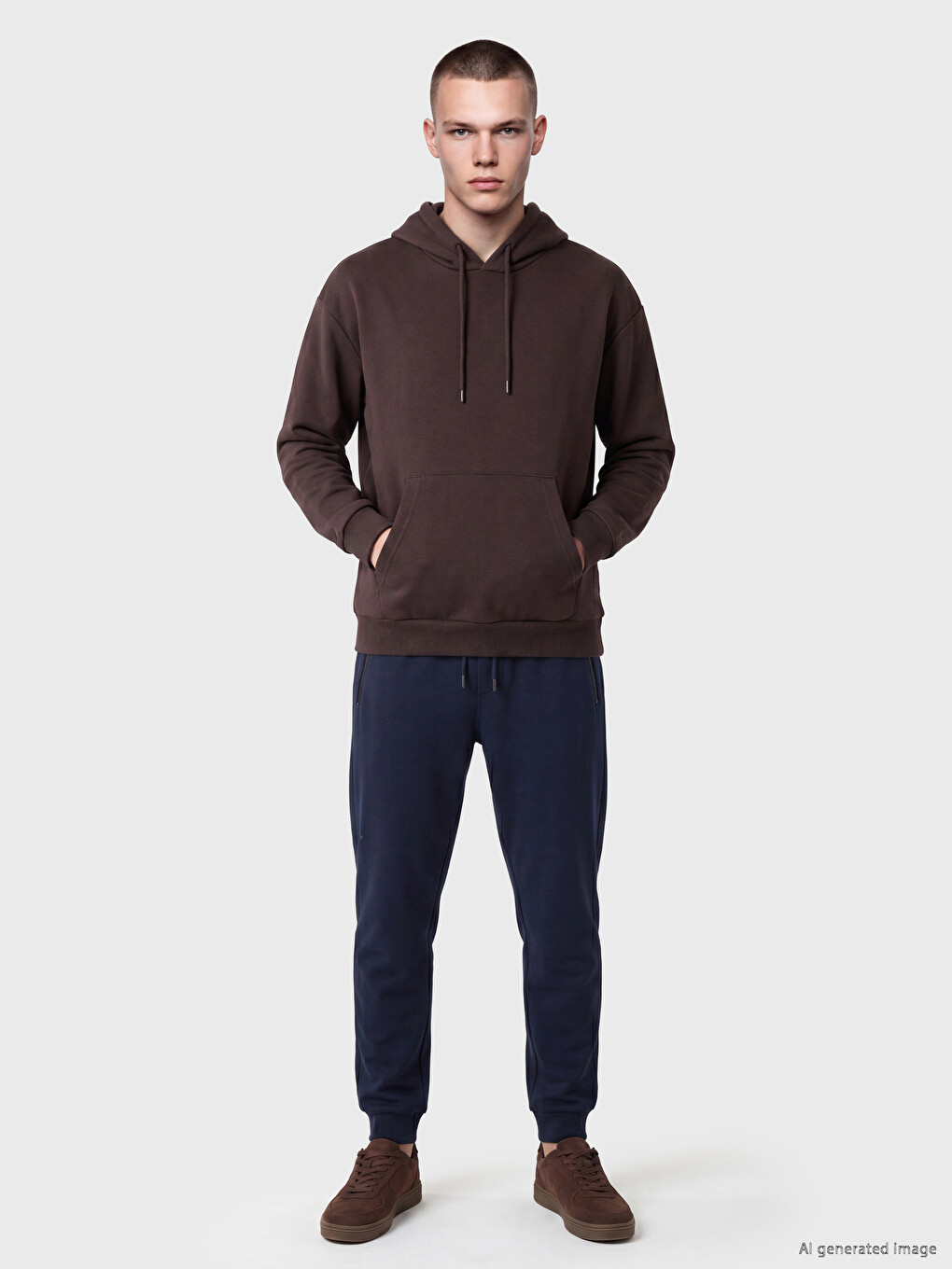 Mürdüm Kapüşonlu Erkek Kalın Sweatshirt-1