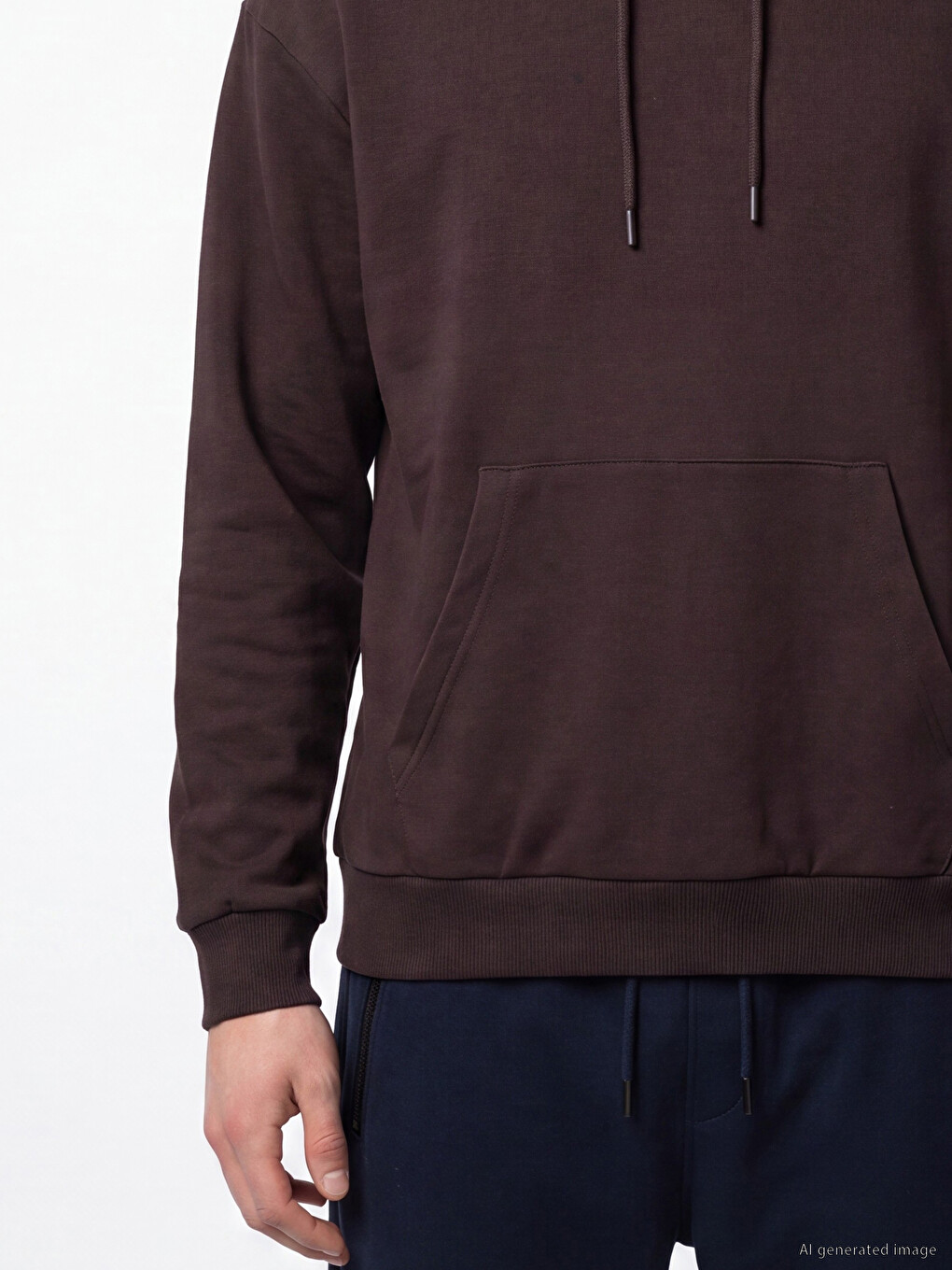 Mürdüm Kapüşonlu Erkek Kalın Sweatshirt-2