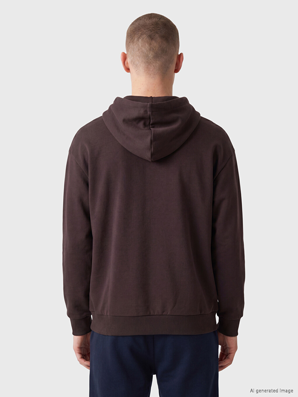 Mürdüm Kapüşonlu Erkek Kalın Sweatshirt-3