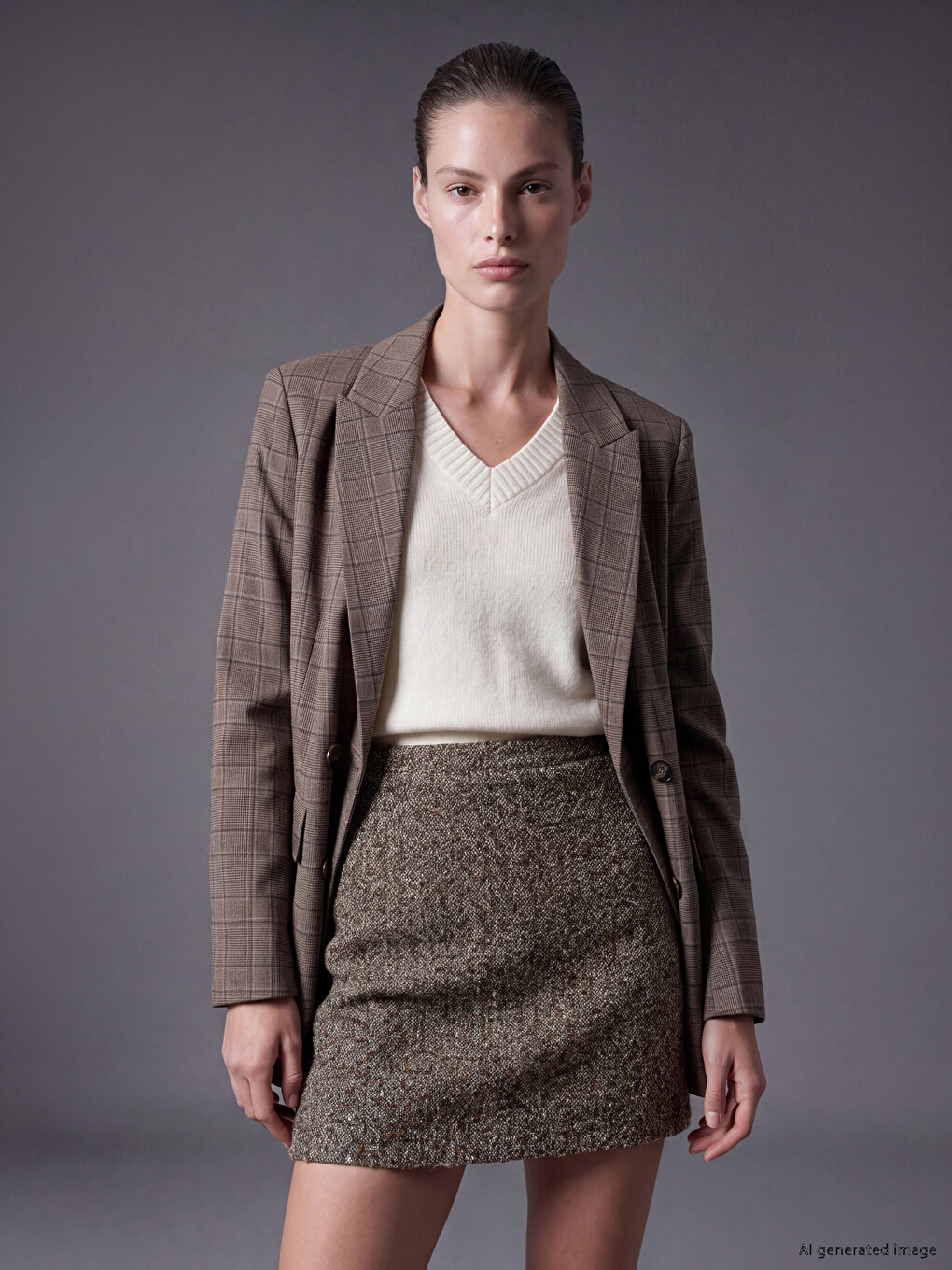 Waist Zippered Mini Tweed Skirt