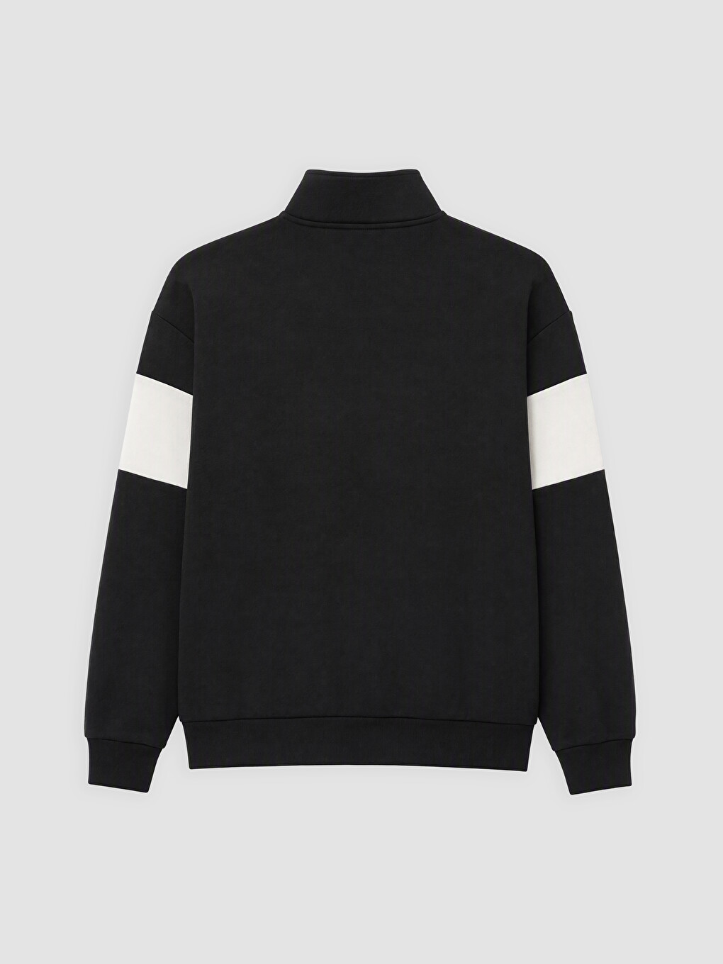 Siyah Dik Yaka Renk Bloklu Erkek Sweatshirt-1