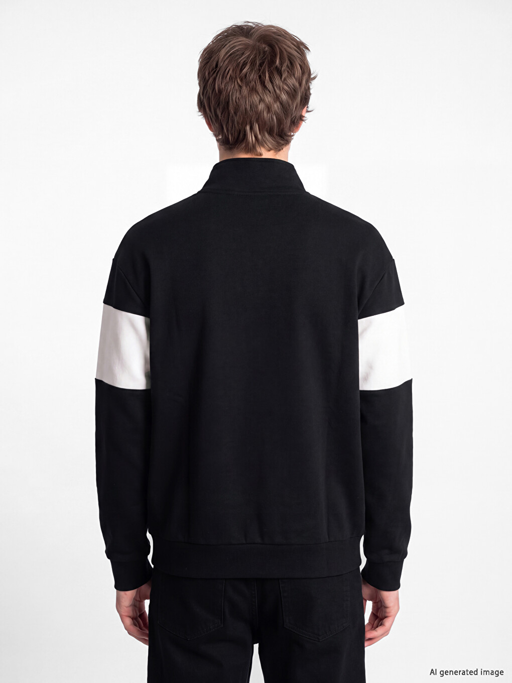 Mock Neck Color Block Men's Sweatshirt-3