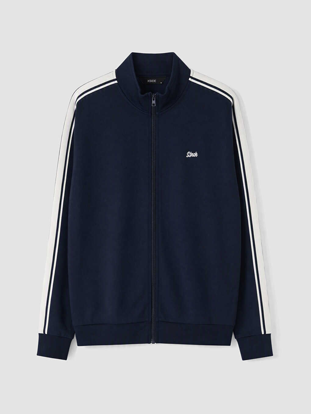 Lacivert Regular Fit Dik Yaka Erkek Fermuarlı Sweatshirt