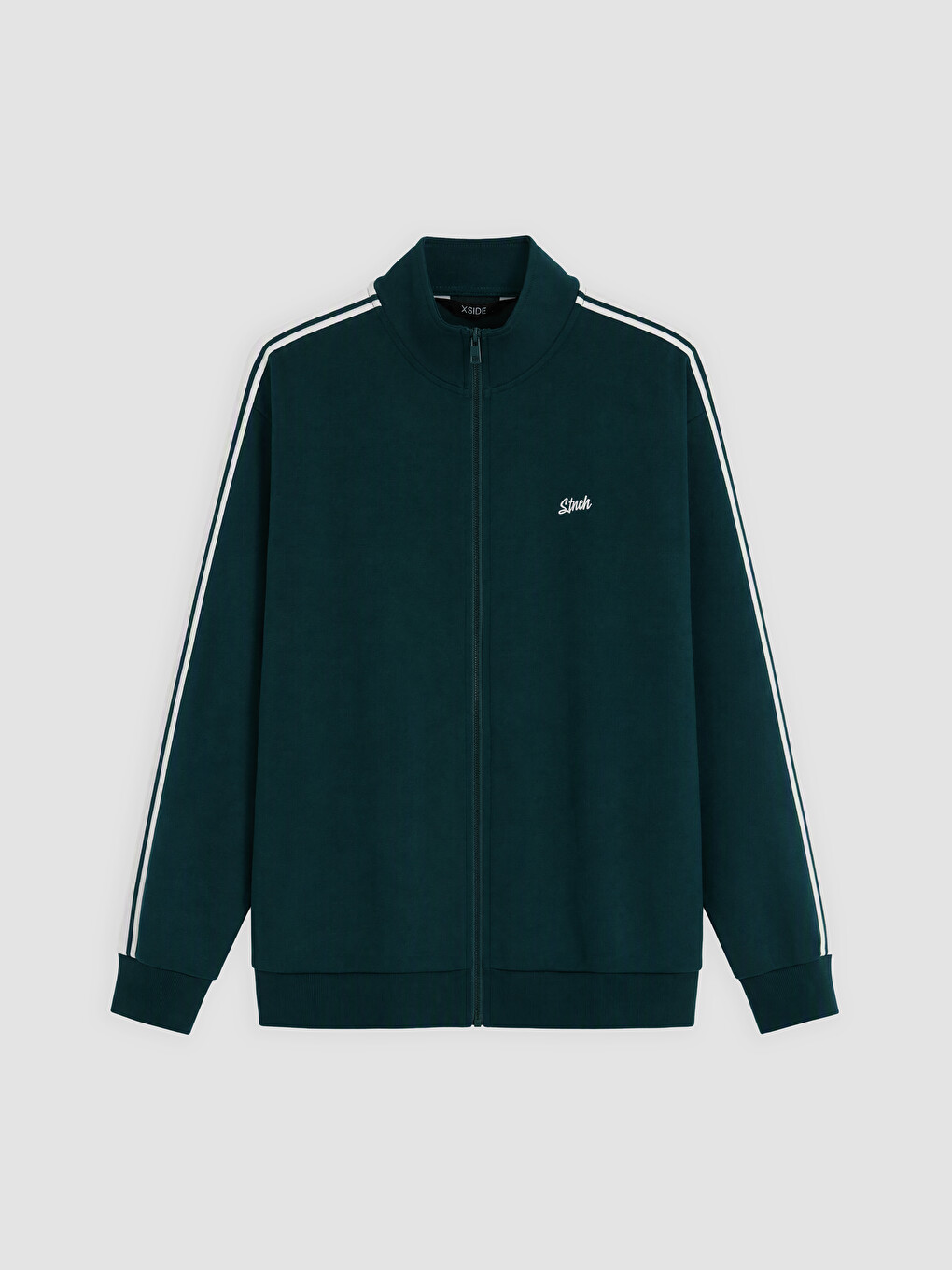 Yeşil Regular Fit Dik Yaka Erkek Fermuarlı Sweatshirt