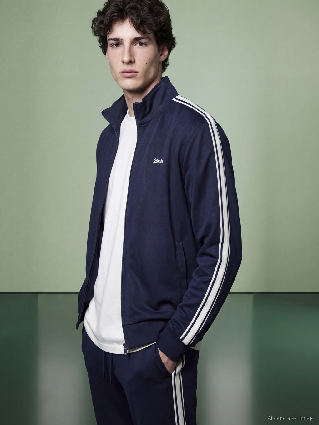 Man Navy Zip-up Sweatshirt