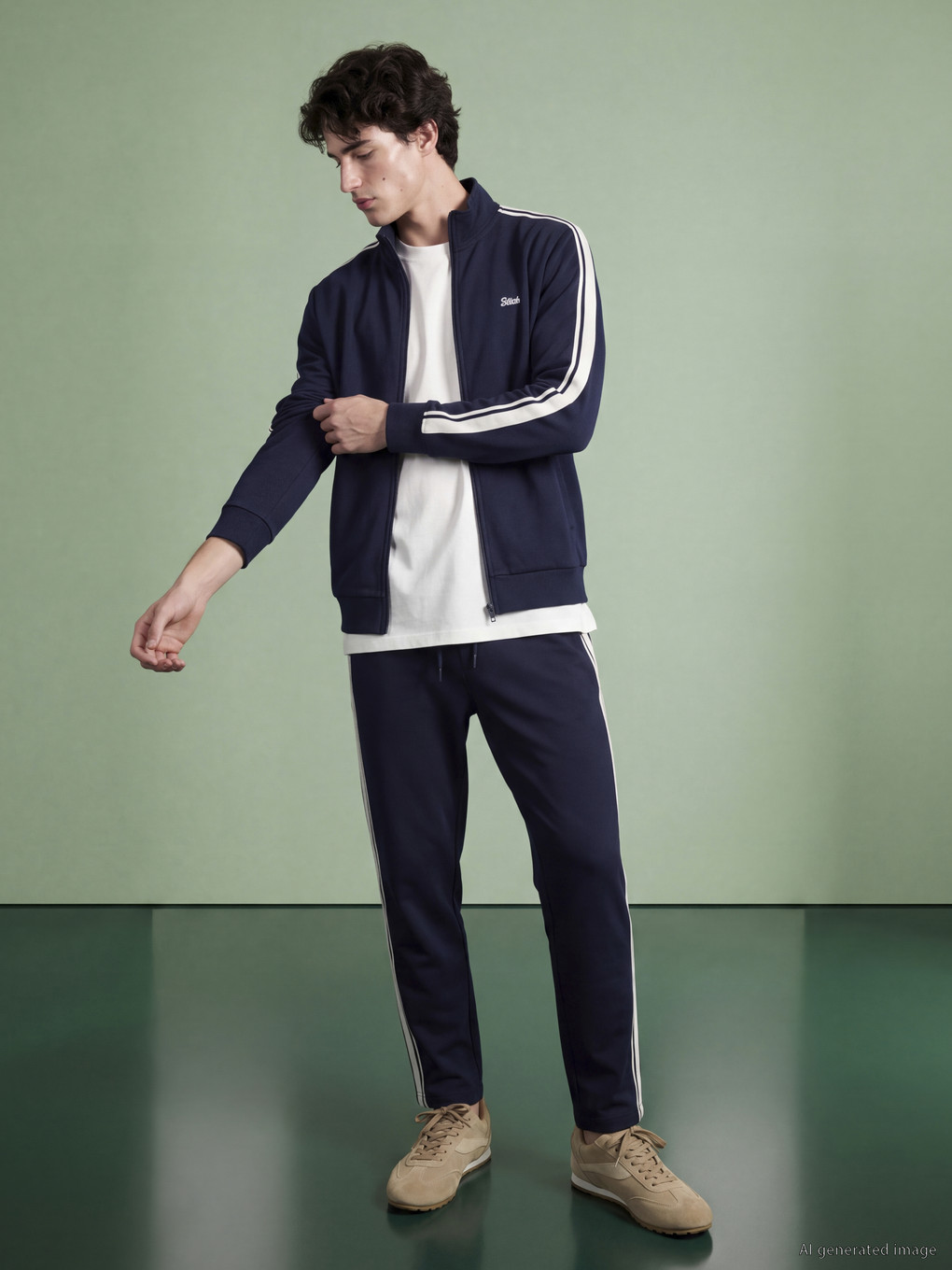 Man Navy Zip-up Sweatshirt-1