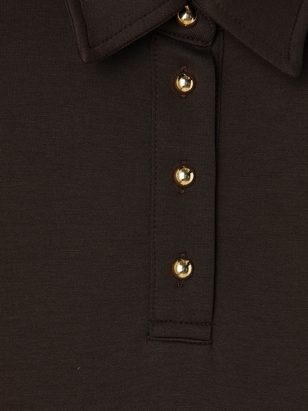 Kahverengi Polo Yaka Belden Oturtmalı Elbise-6