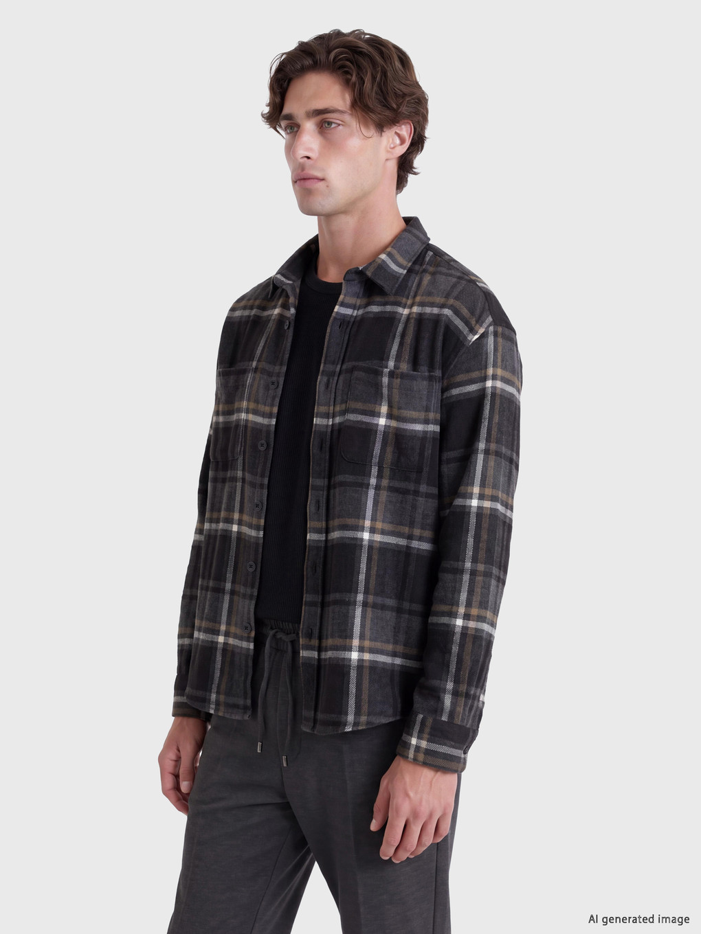 Man Anthracite Flannel Shirt