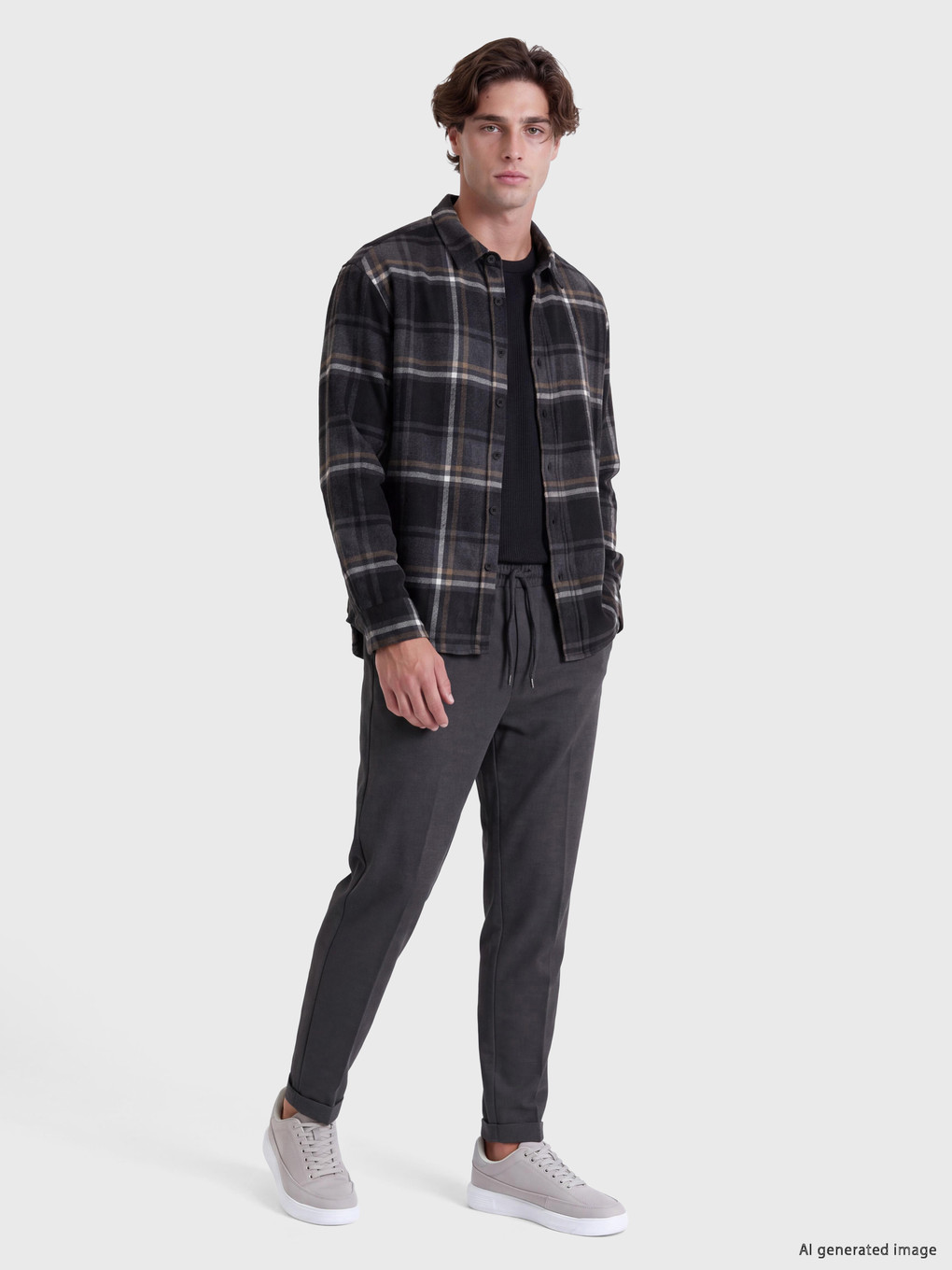 Man Anthracite Flannel Shirt-1
