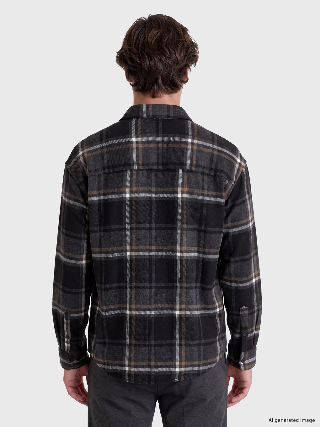 Man Anthracite Flannel Shirt-3