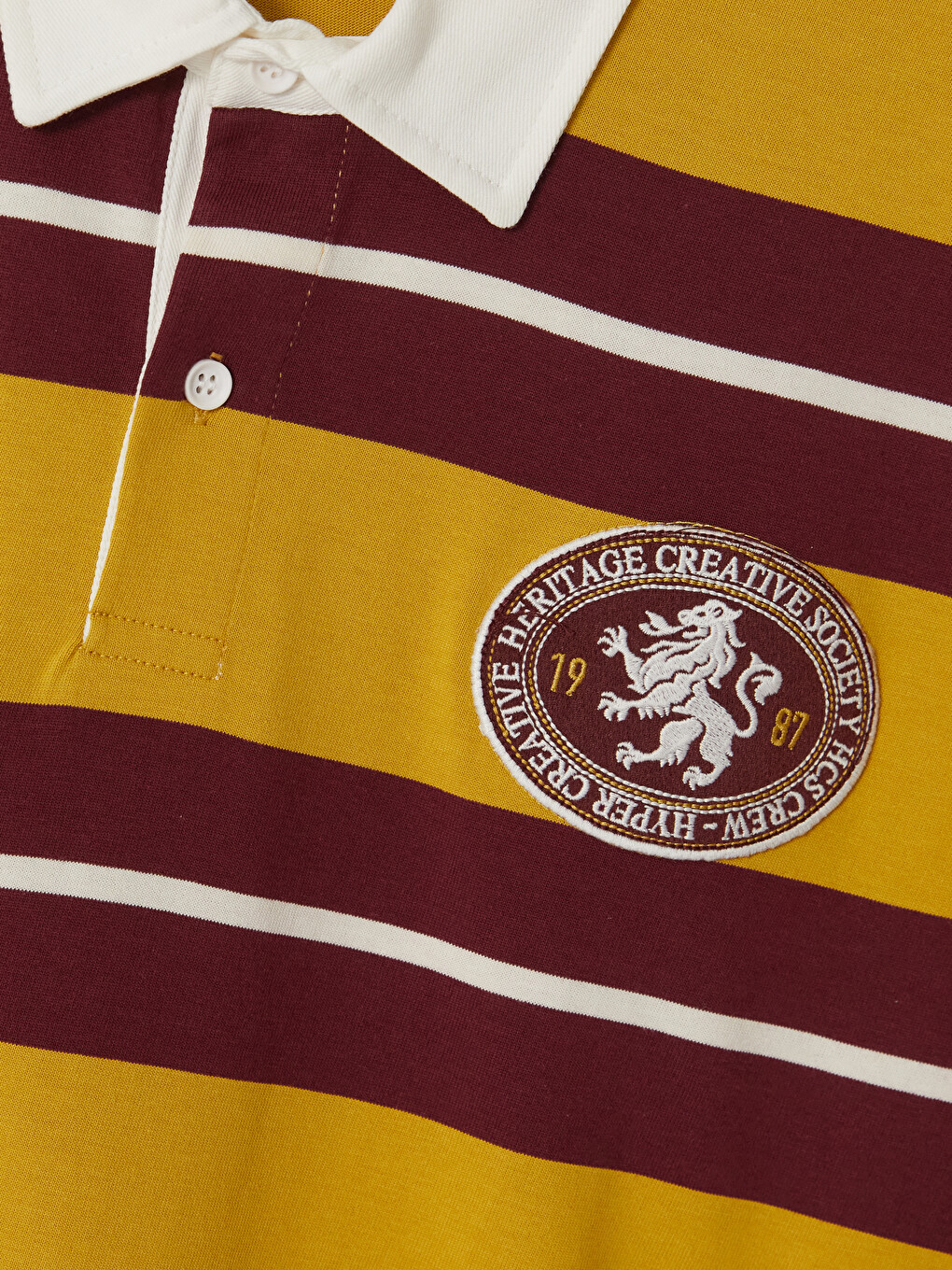 Sarı Polo Yaka Çizgili Erkek Sweatshirt-5