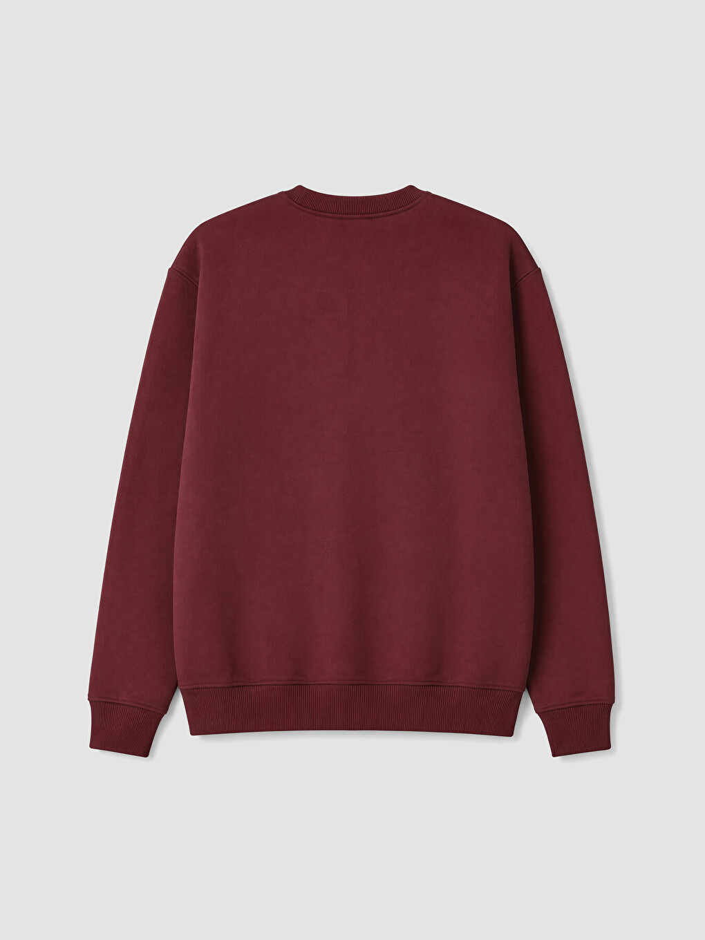 Bordo Bisiklet Yaka Detroit Baskılı Erkek Kalın Sweatshirt-5
