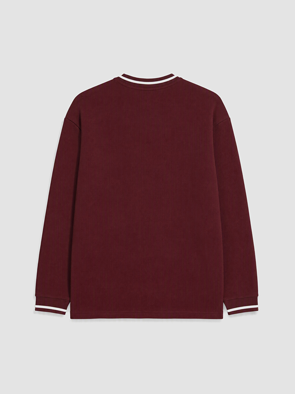Bordo V Yaka Baskılı Erkek Sweatshirt-5