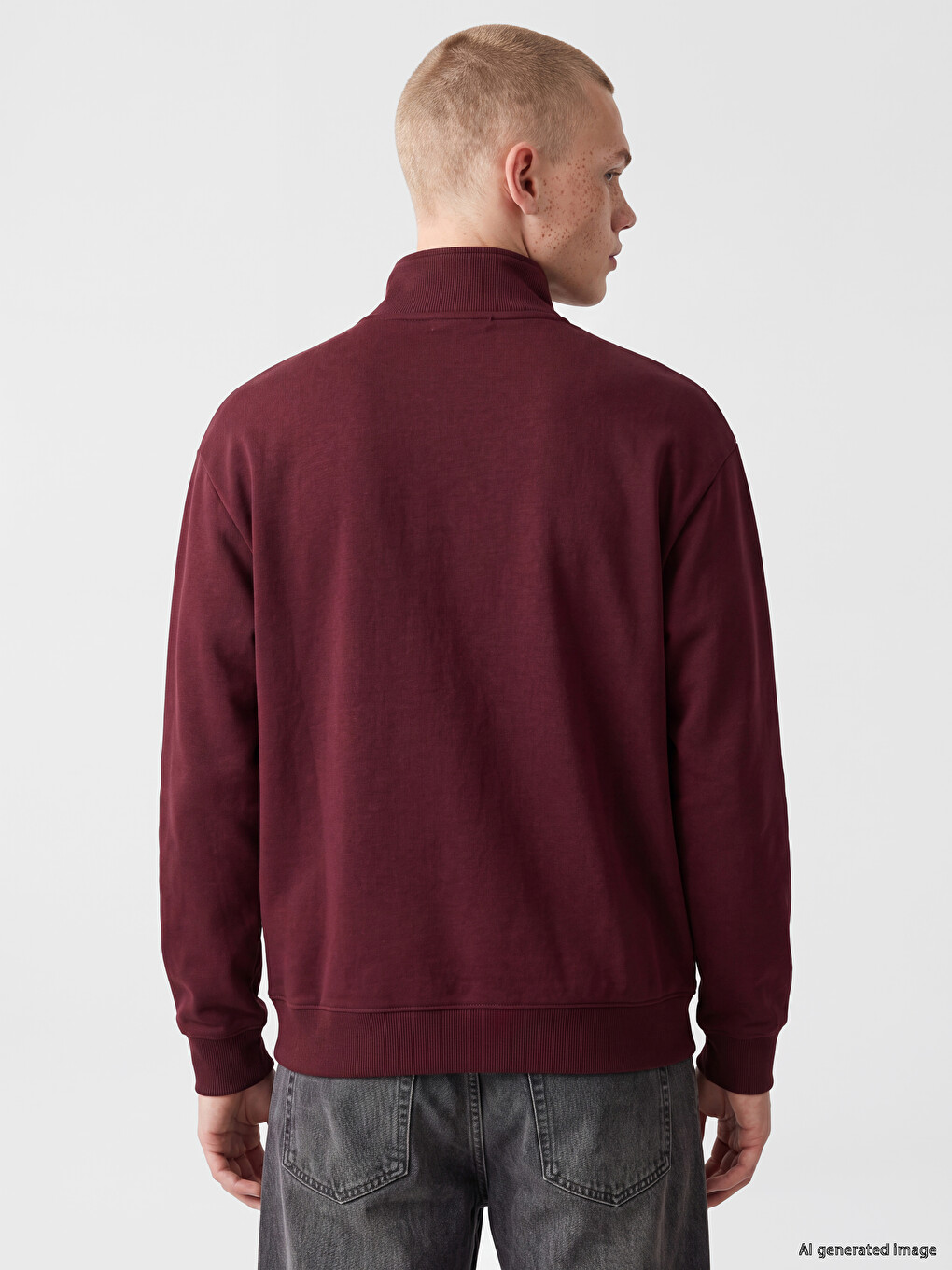 Mock Neck Marseille Printed Men's Thick Sweatshirt-3