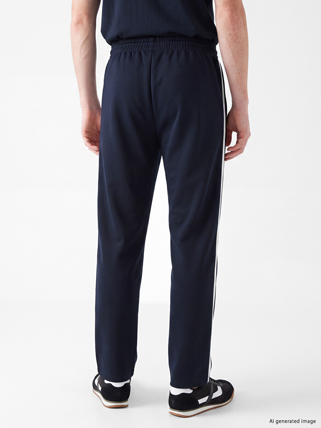 Lacivert Regular Fit Yanları Şeritli Erkek Pantolon-3