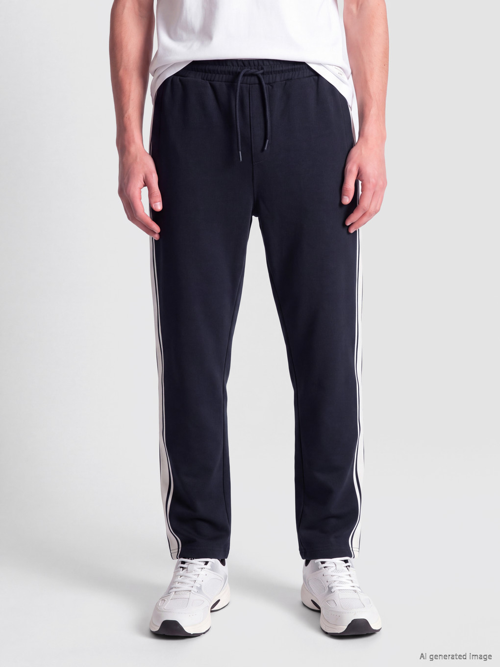 Lacivert Regular Fit Yanları Şeritli Erkek Eşofman Altı-1
