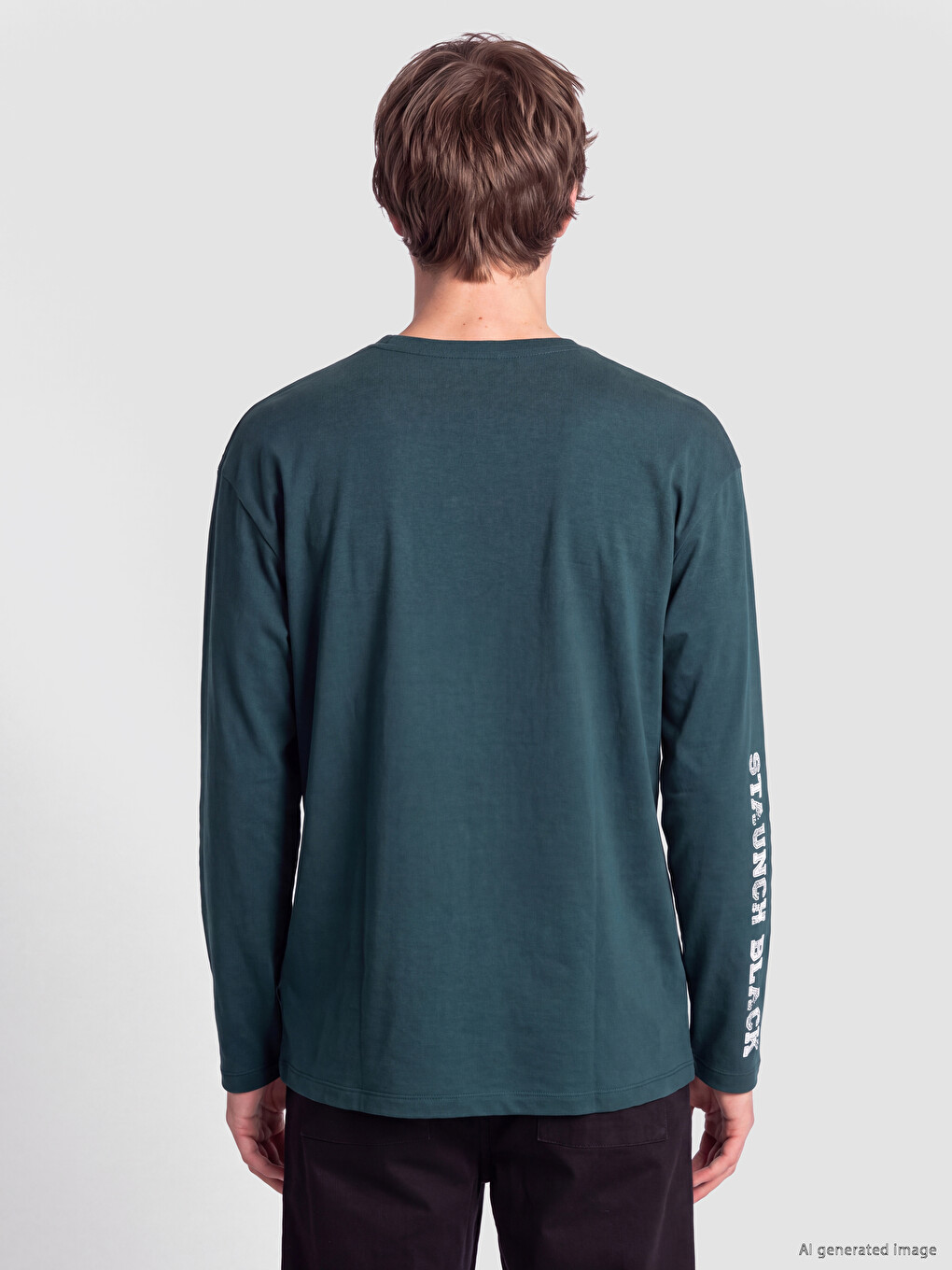 Yeşil Bisiklet Yaka Nyc Baskılı Sweatshirt-3
