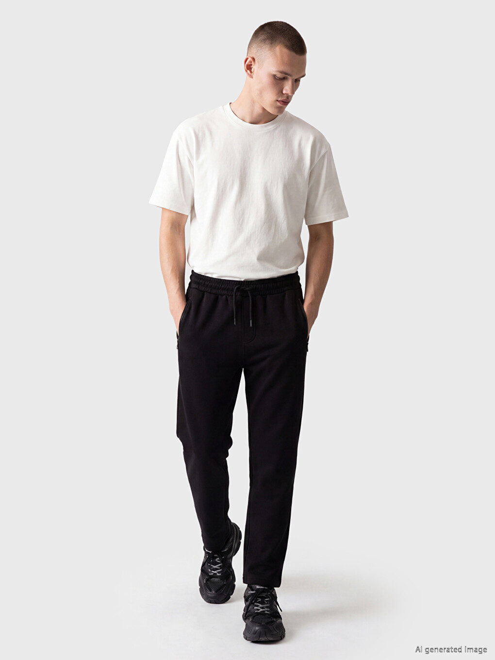 Siyah Regular Fit Erkek Eşofman Altı-1