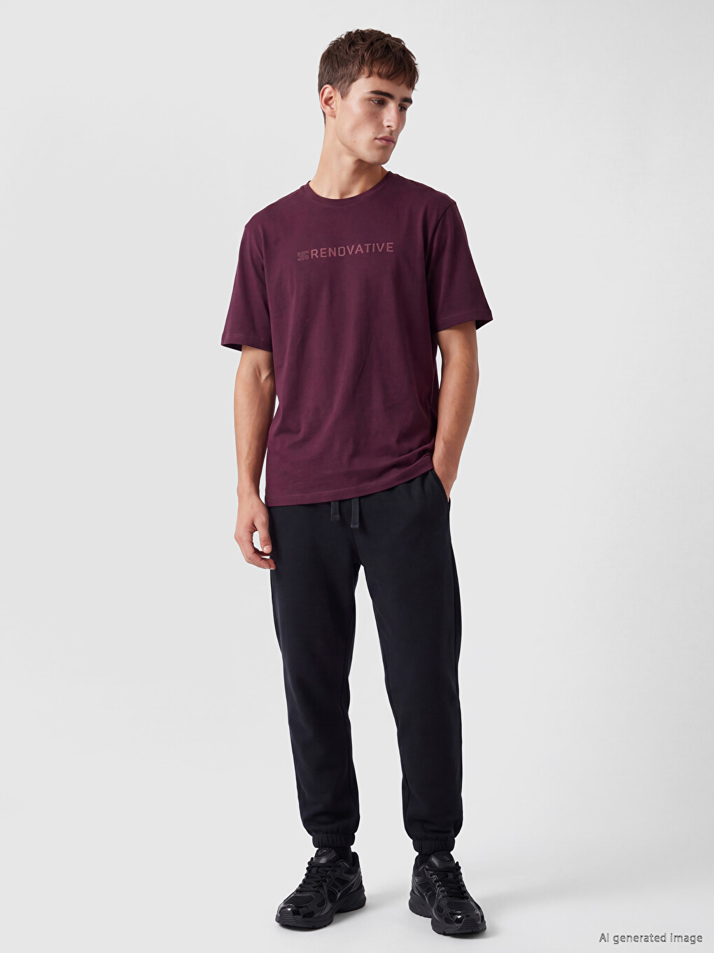Siyah Relax Fit Erkek Jogger Eşofman Altı-1