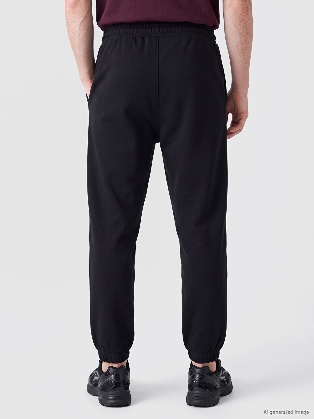 Siyah Relax Fit Erkek Jogger Eşofman Altı-3