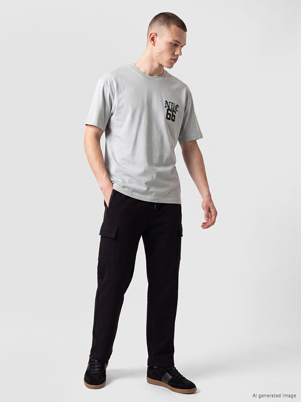 Siyah Regular Fit Erkek Kargo Eşofman Altı-1