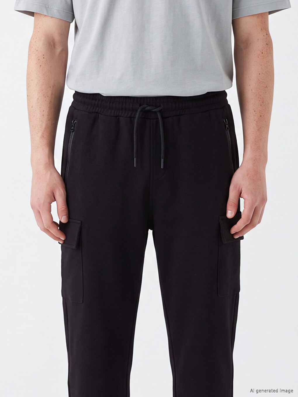 Siyah Regular Fit Erkek Kargo Eşofman Altı-2
