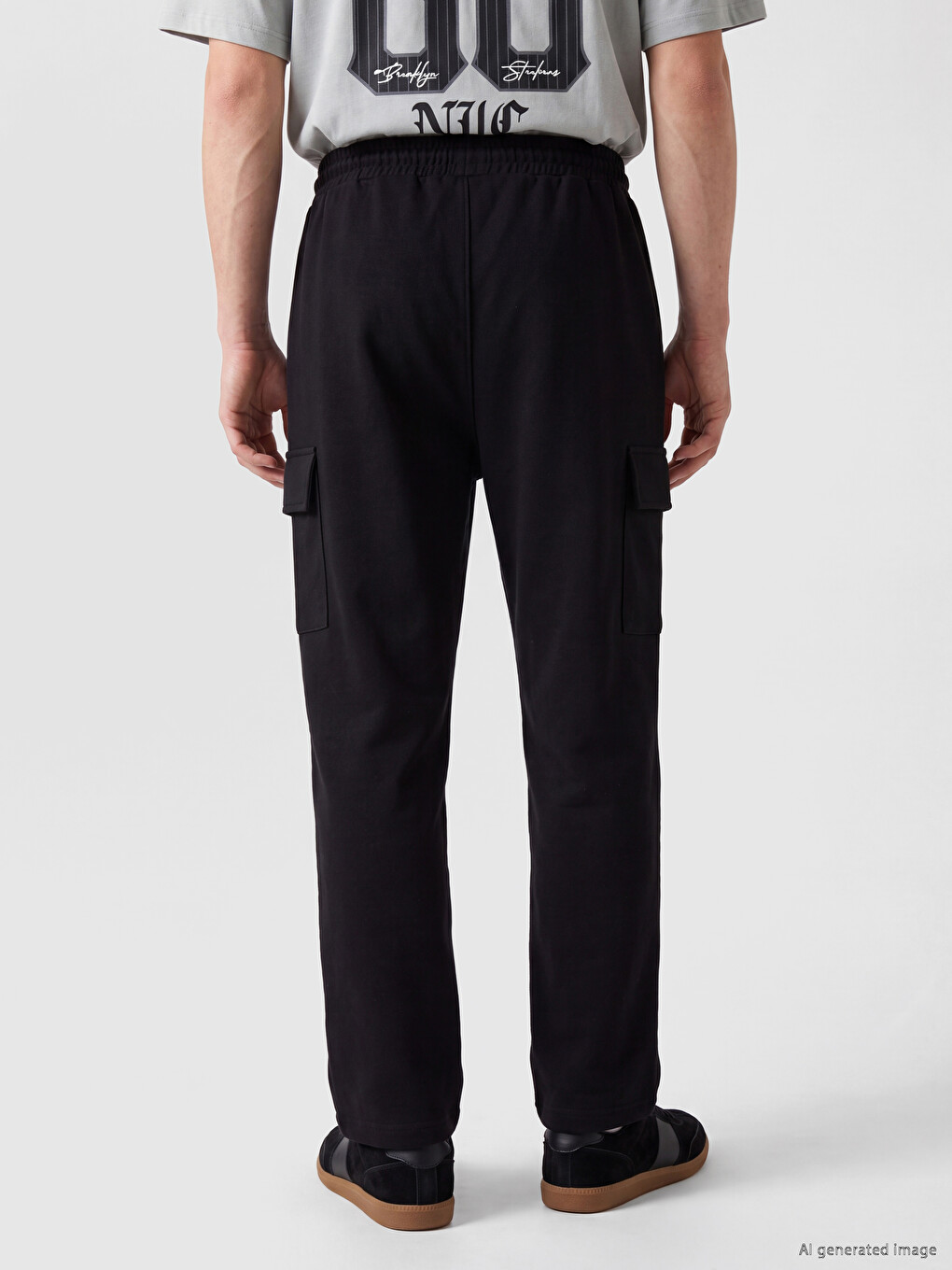 Siyah Regular Fit Erkek Kargo Eşofman Altı-3
