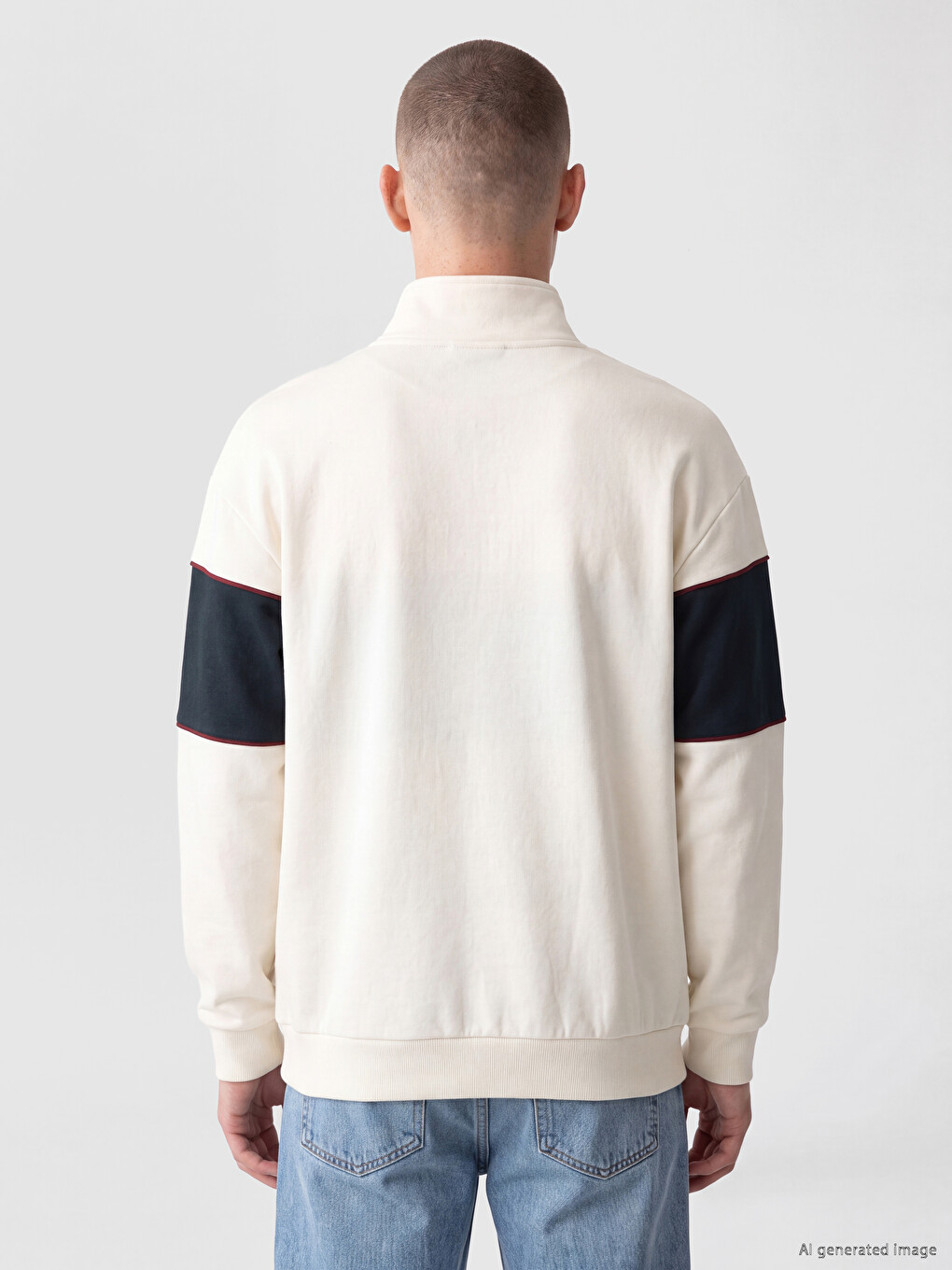 Mock Neck London Embroidered Men's Thick Sweatshirt-3