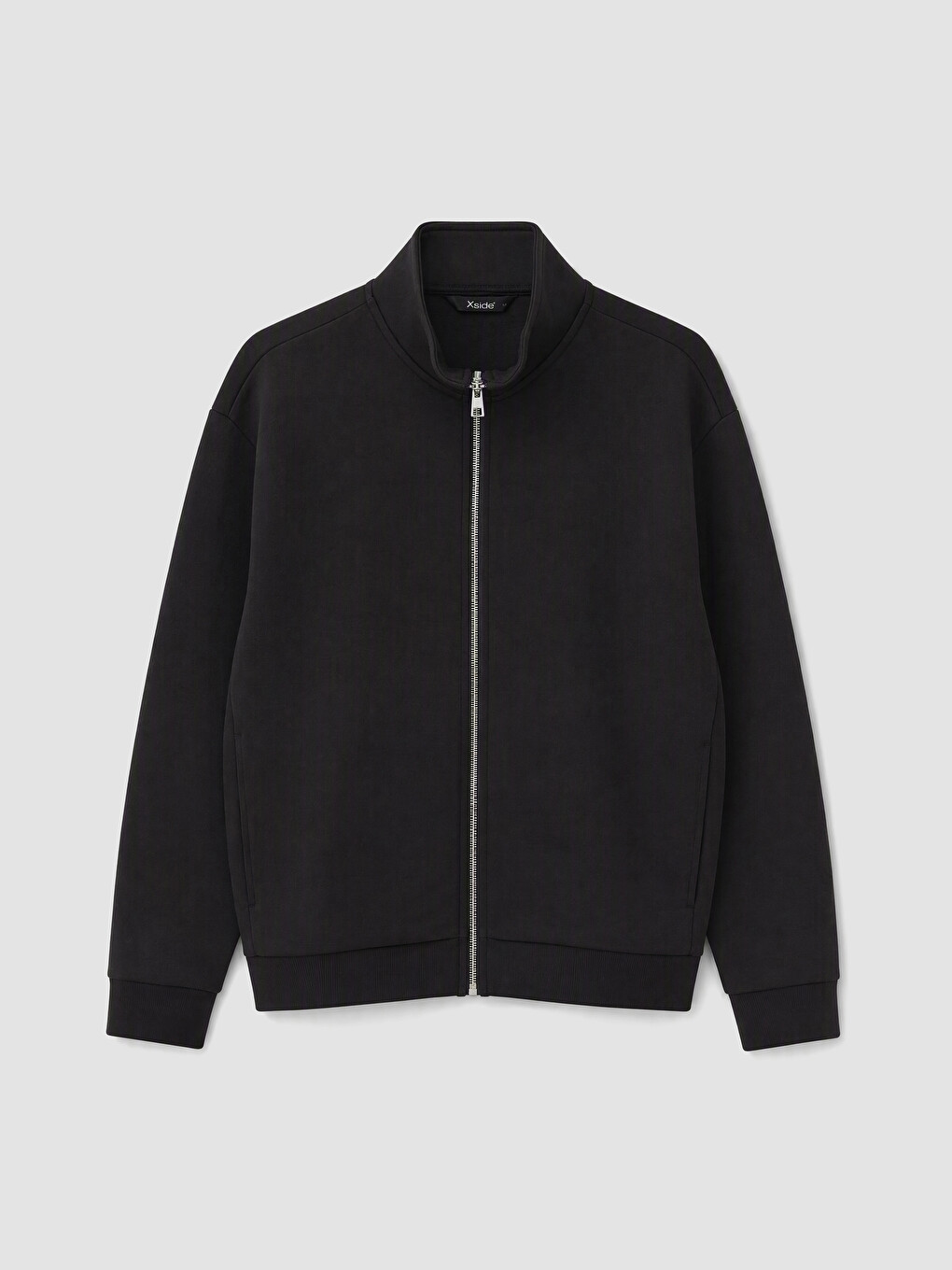 Siyah Loose Fit Erkek Fermuarlı Sweatshirt