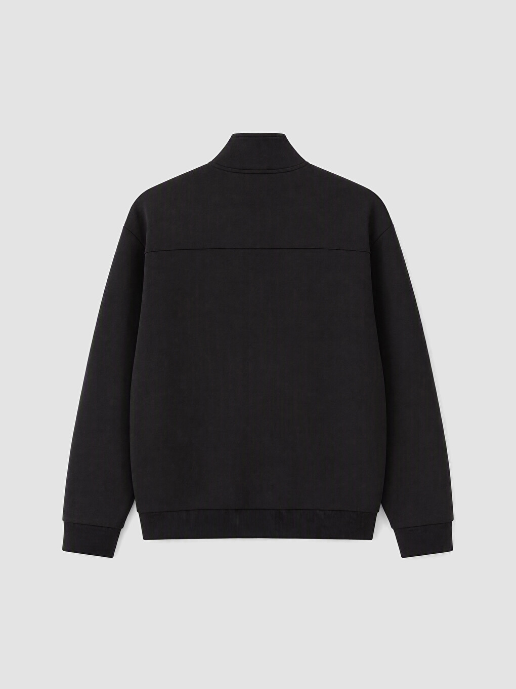 Siyah Loose Fit Erkek Fermuarlı Sweatshirt-2