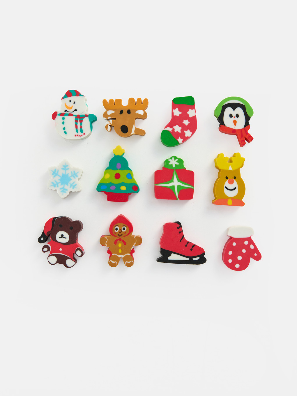 12 Pack Christmas Themed Eraser Set-1