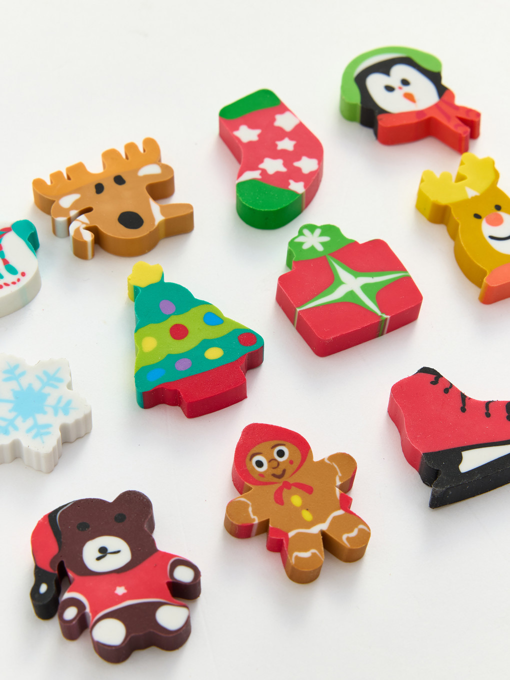 12 Pack Christmas Themed Eraser Set-2