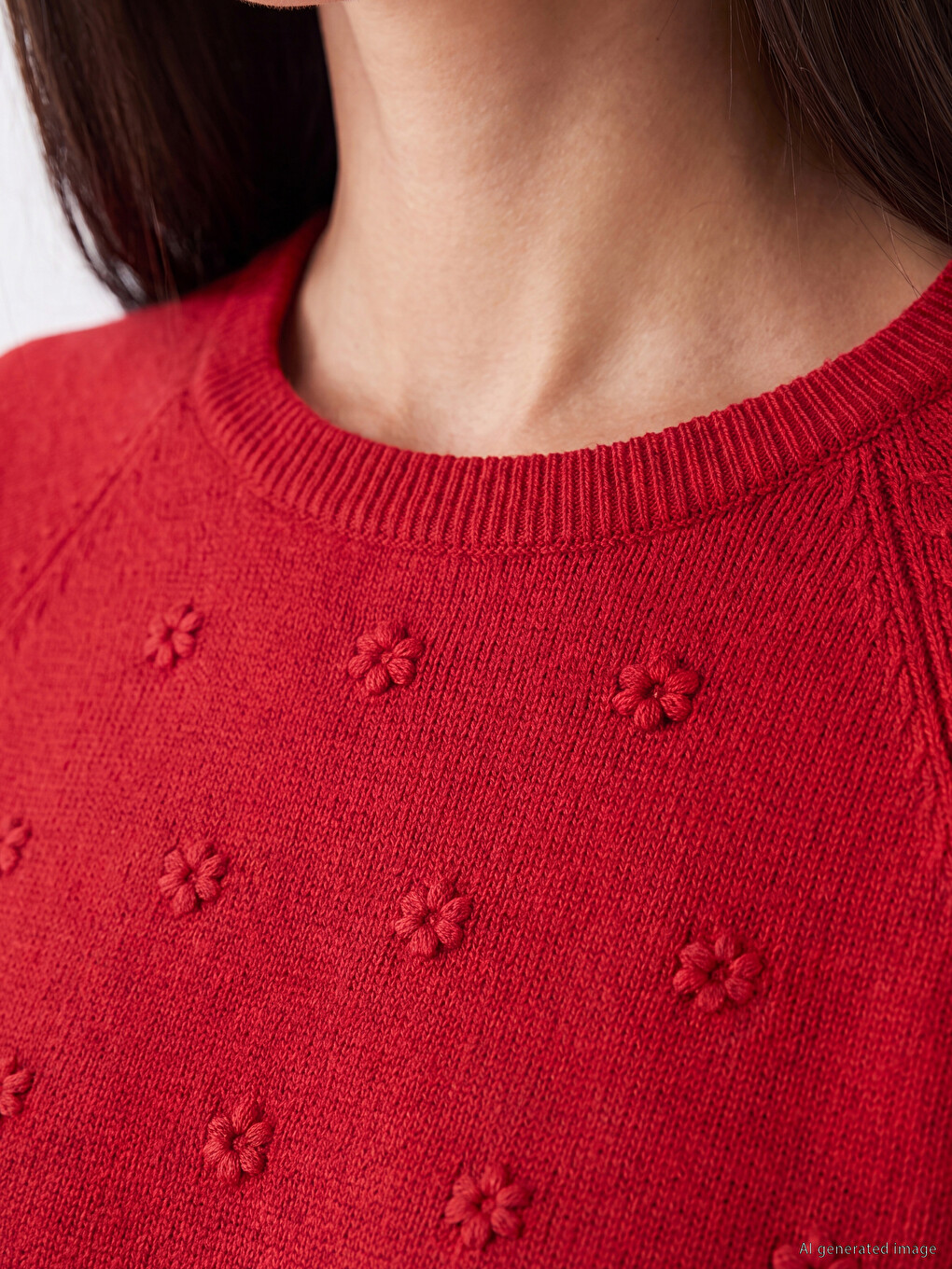Crew Neck Embroidered Women's Knitwear Sweater-2