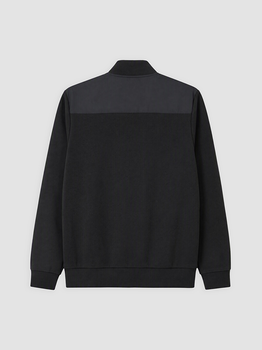 Siyah Dik Yaka Erkek Fermuarlı Sweatshirt-1