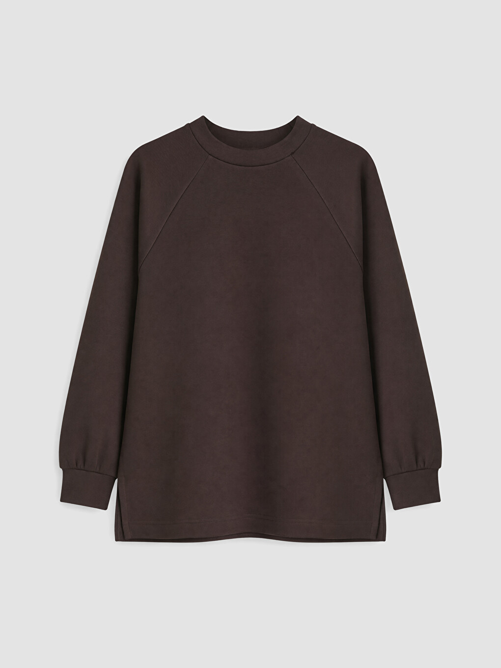 Kahverengi Soft Touch Oversize Kadın Sweatshirt Tunik-4