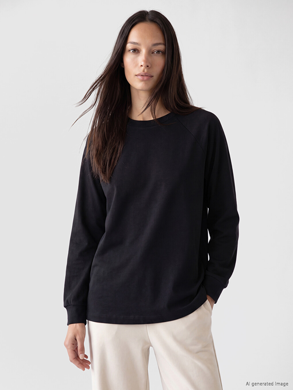 Siyah Soft Touch Oversize Kadın Sweatshirt Tunik