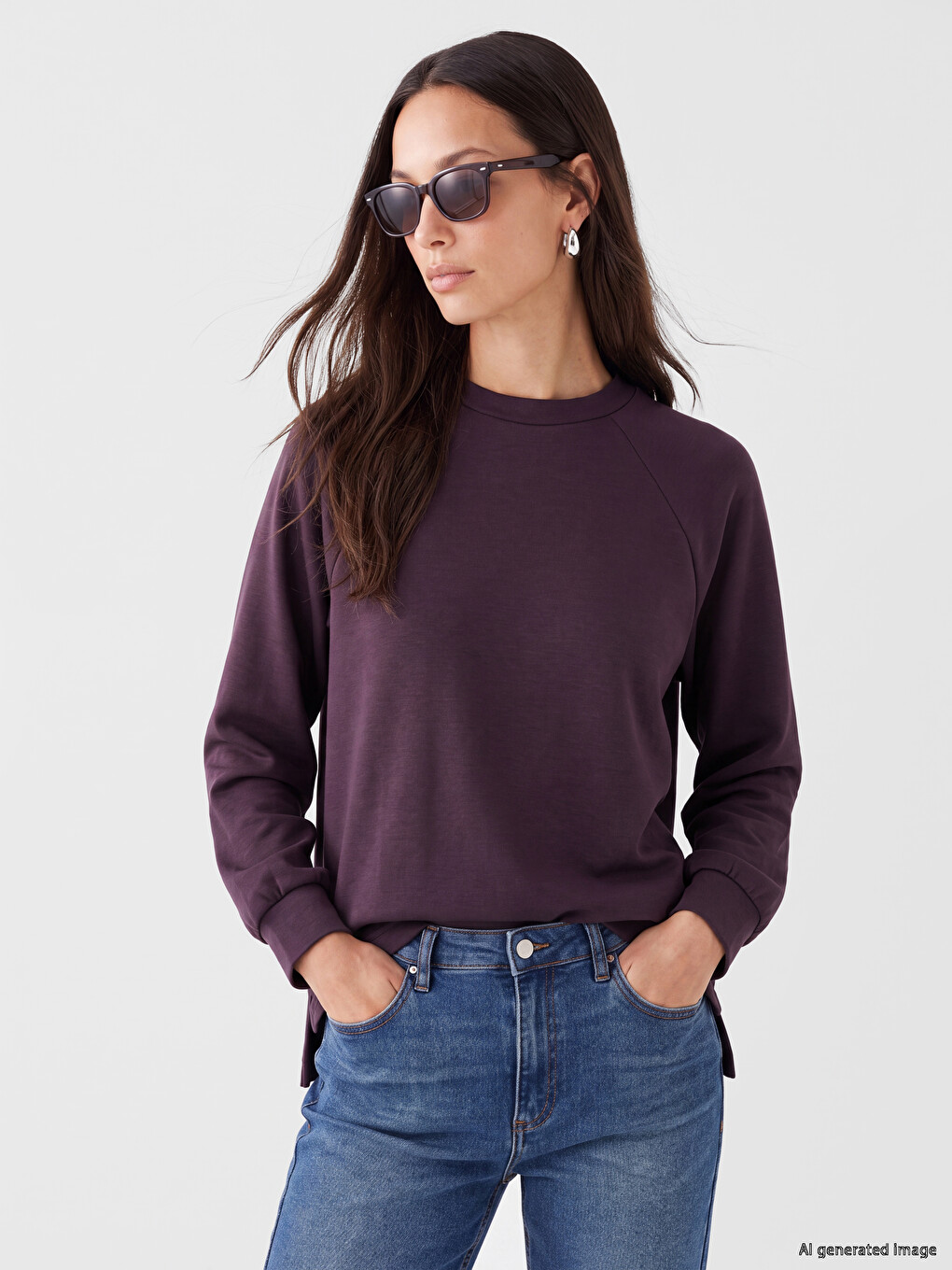Mürdüm Soft Touch Oversize Kadın Sweatshirt Tunik