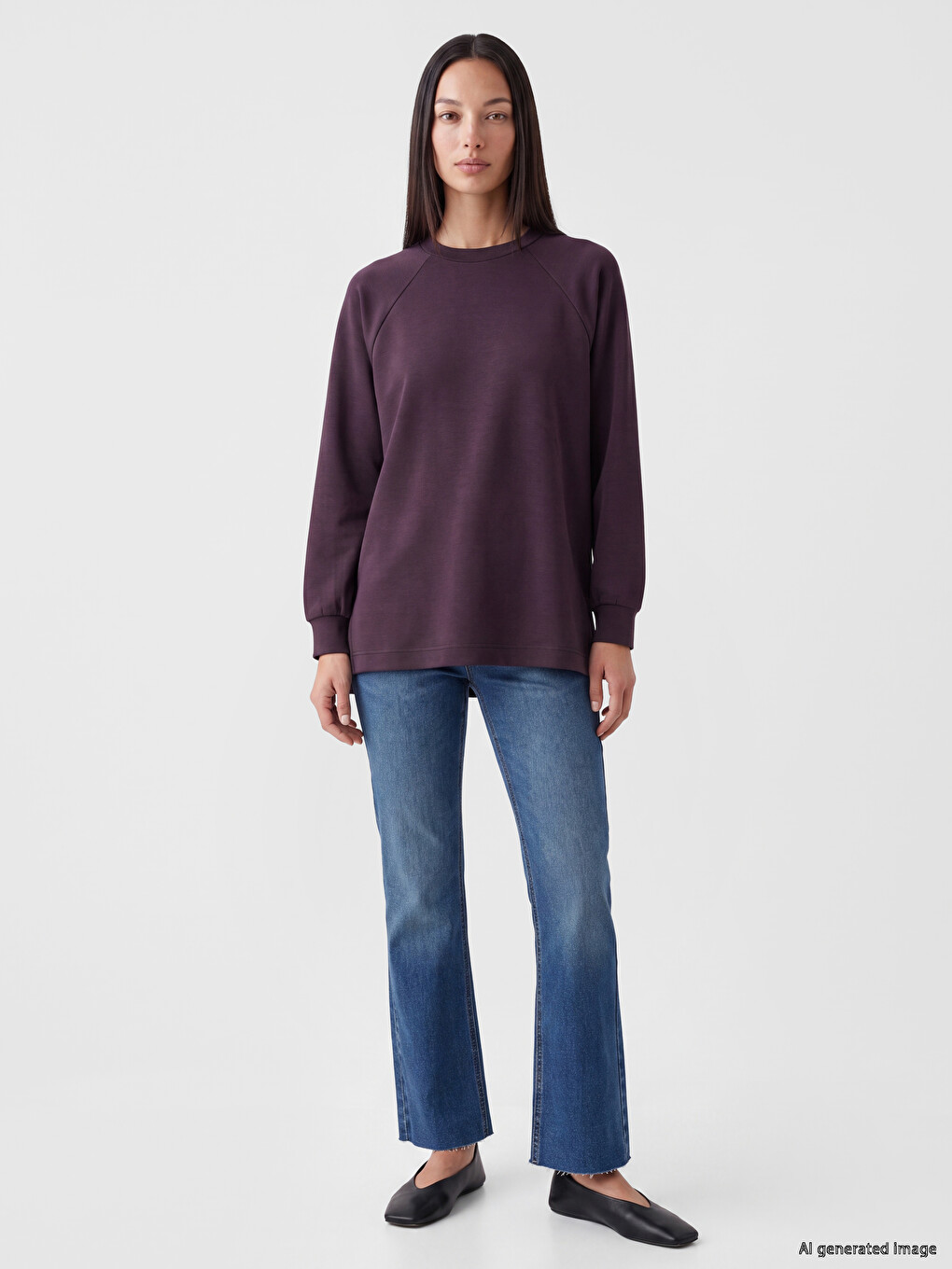 Mürdüm Soft Touch Oversize Kadın Sweatshirt Tunik-1